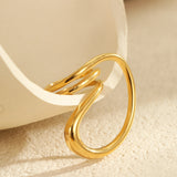 Minimalist Geometric Titanium Steel Ring for Women – Unique Designer Metal Statement Band, Modern Stainless Steel Jewelry