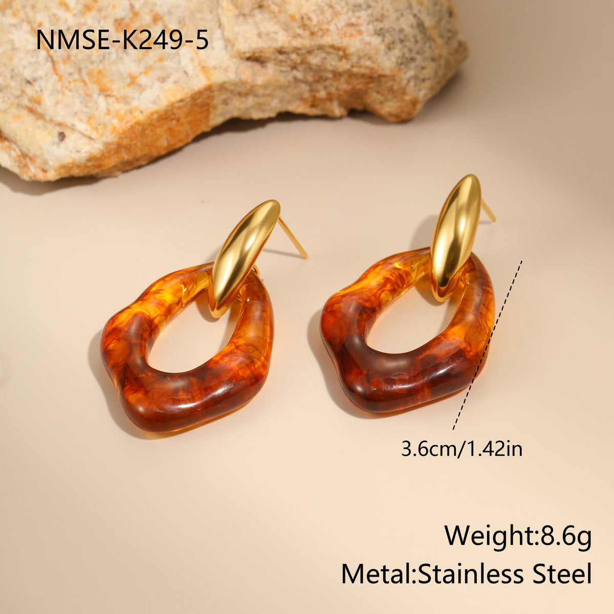 Pastel Resin Hoop Earrings – 18K Gold Plated Stainless Steel, Cute Minimalist Chic Jewelry for Women