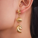 Ocean Style Sea Shell & Starfish Statement Earrings