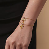 Heart & Bone CZ Pendant Layered Necklace/Bracelet – Stainless Steel, Trendy Minimal Stackable Jewelry