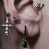 Dark Star Heart Cartilage Stud 925 Sterling Silver