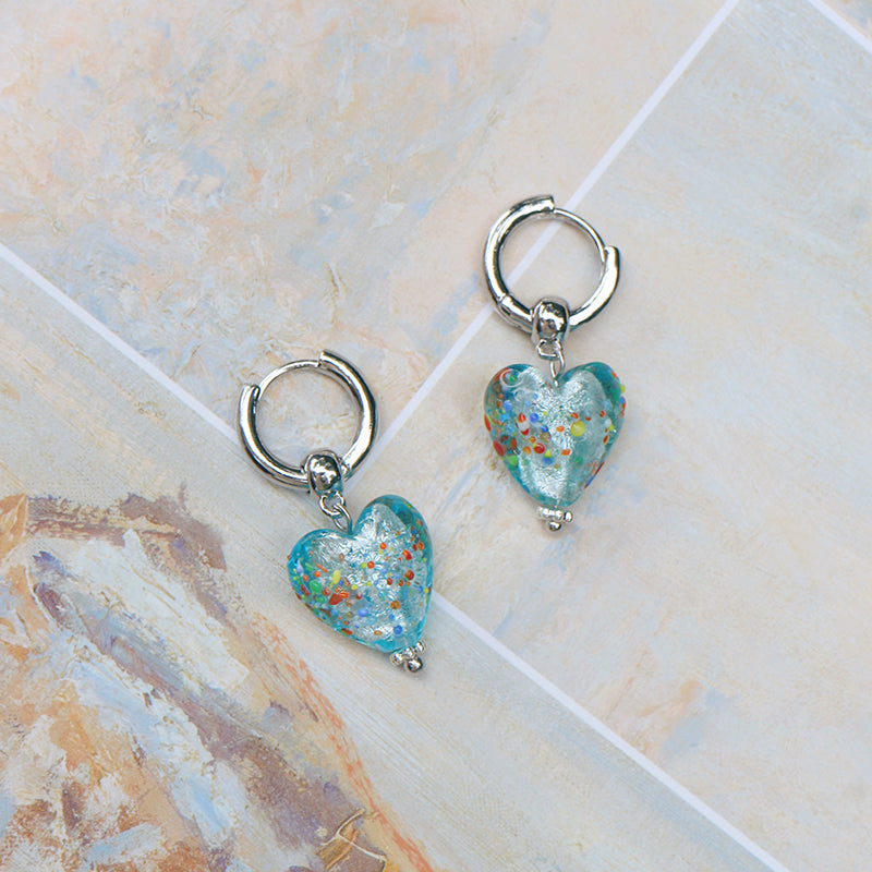 heart charm hoop earrings
