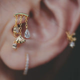 Shell Star Chain Cartilage Stud Sterling Silver