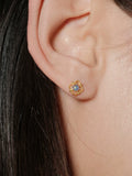 Ultra-Mini Blue Stone Lace Flower Stud Earrings