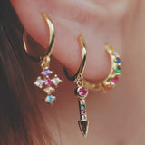 Colorful Cross Cartilage Hoop
Sterling Silver Colorful Cross Cartilage Hoop Earring, Sweet Cool Style Dainty Ear Cuff Jewelry