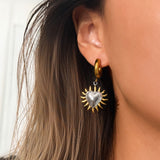 Gold & Silver Sun Heart Hoop Earrings