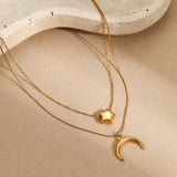 Layered Star & Moon Necklace – Stainless Steel Multi-Layer Choker