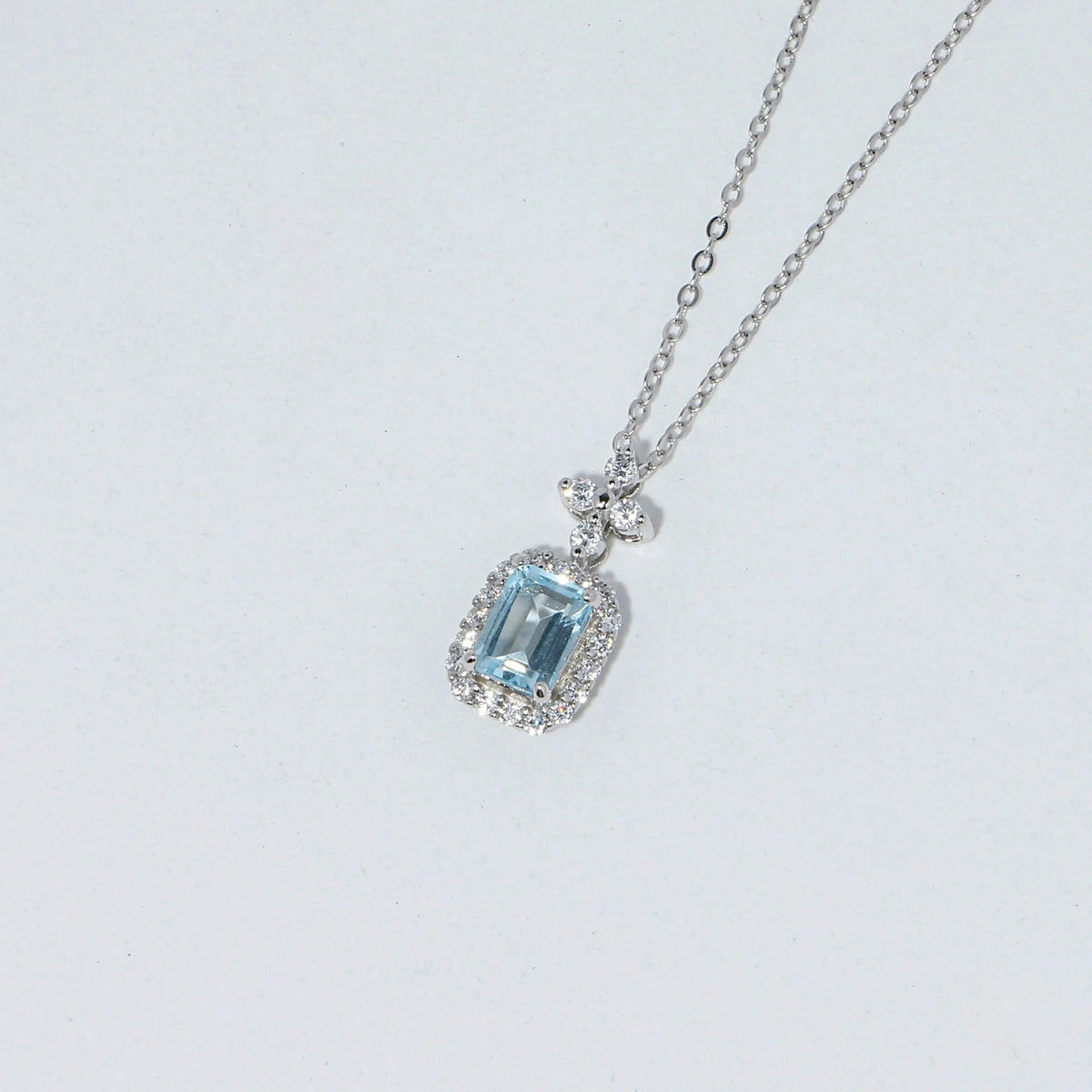 S925 Sterling Silver Natural Topaz Perfume Bottle Pendant Necklace