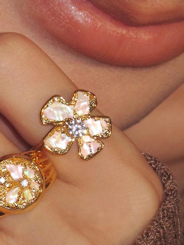 floral adjustable ring art deco cocktail ring