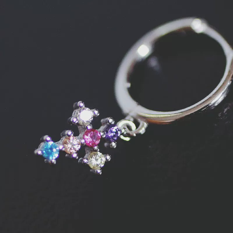 Colorful Cross Cartilage Hoop
Sterling Silver Colorful Cross Cartilage Hoop Earring, Sweet Cool Style Dainty Ear Cuff Jewelry