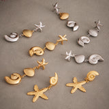 Ocean Style Sea Shell & Starfish Statement Earrings