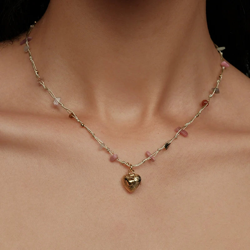 Handmade Southern France Crystal Heart Bead Necklace