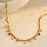 Classic Stainless Steel Tassel Necklace with Colorful Crystals – Layered, Non-Tarnish, Everyday Jewelry