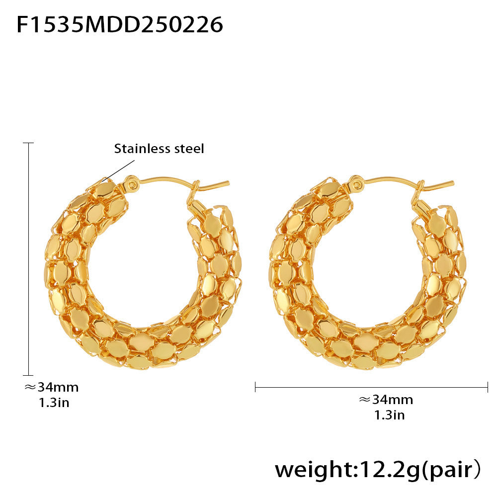 18K Gold Plated Stainless Steel Scales Hoop Earrings – Vacation Chic & Lightweight