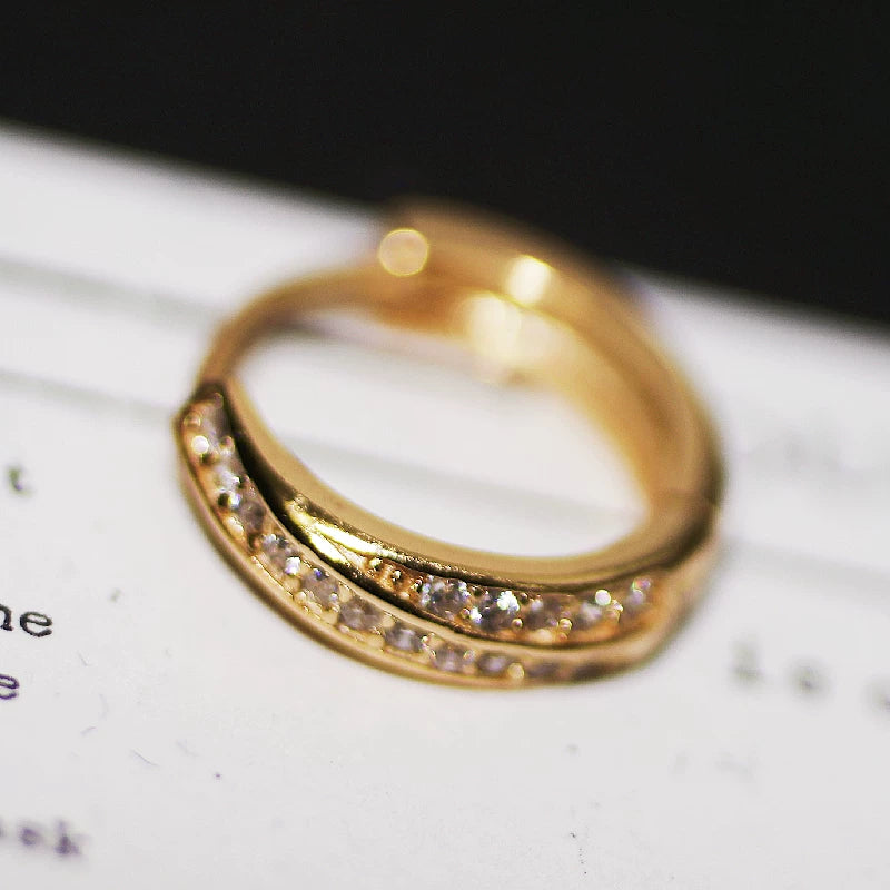 Geometric Pearl Pavé Hoop