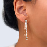 Asymmetric Crystal Long Tassel Earrings