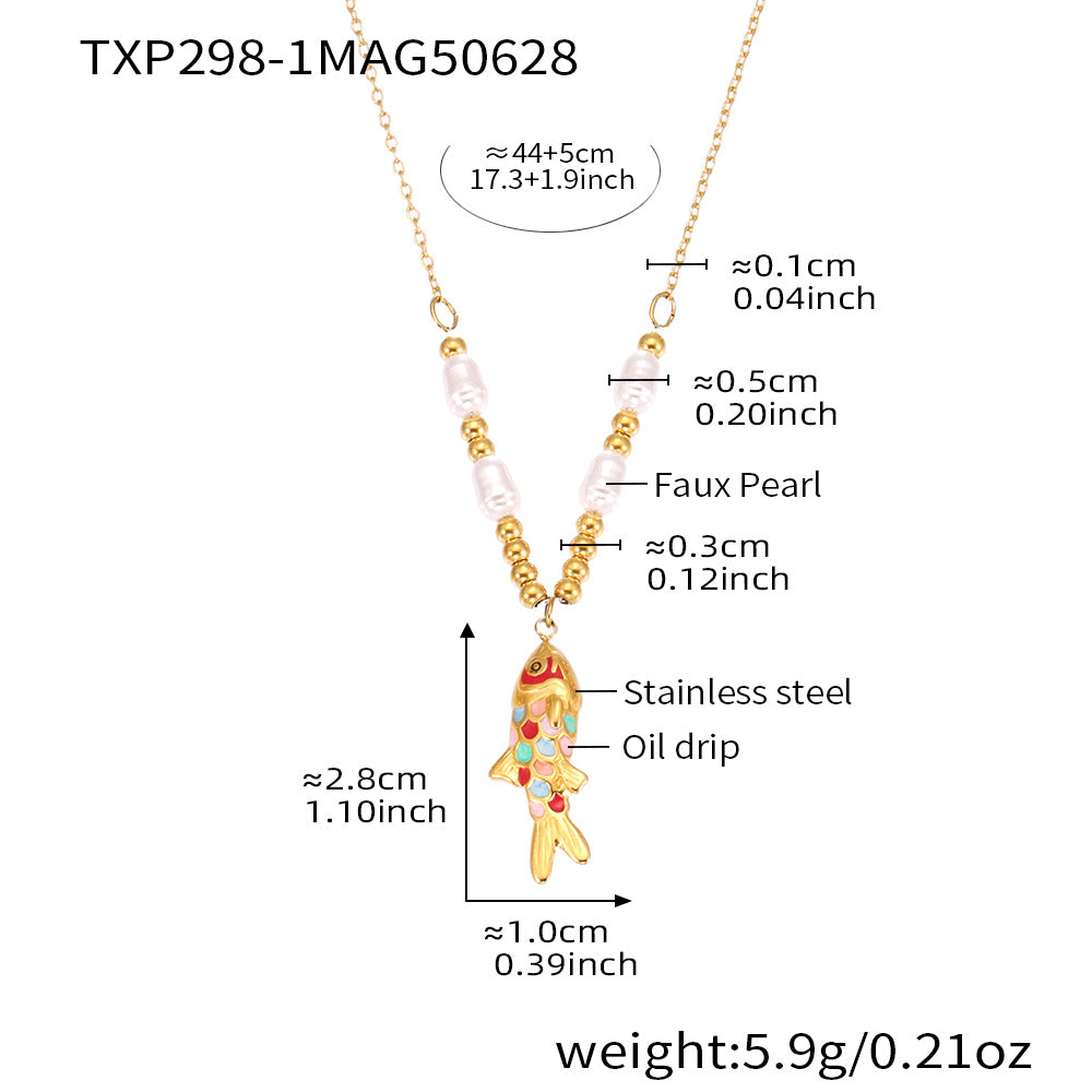 Enamel Koi Fish Pendant Necklace & Earrings