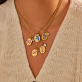 Hand-Painted Zircon Pendant Necklace