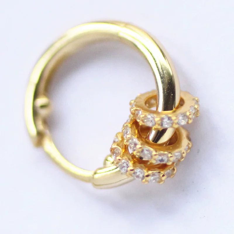 Vintage Pavé Cartilage Hoop Sterling Silver