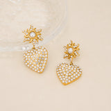 Sparkling Luxe Sun Heart Pendant Studs