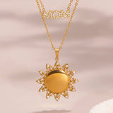 Sparkling "MOM" Letter Necklace with Sunflower Pendant – 18K Gold Plated Zircon, Perfect Mother’s Day Gift