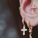 Pavé Diamond Cross Ear Cuff 925 Sterling Silver