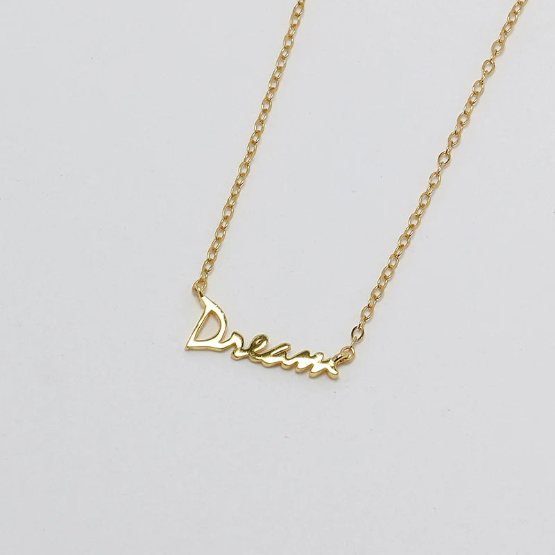 S925 Sterling Silver “Dream” Letter Pendant Necklace