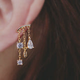 Shell Star Chain Cartilage Stud Sterling Silver