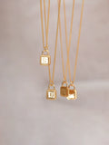 S925 Sterling Silver Square Lock Necklace