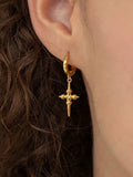 Gold Sparkle Mini Cross Hoop Earrings