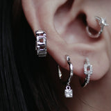 Heavy Square Statement Ear Earrings 925 Sterling Silver