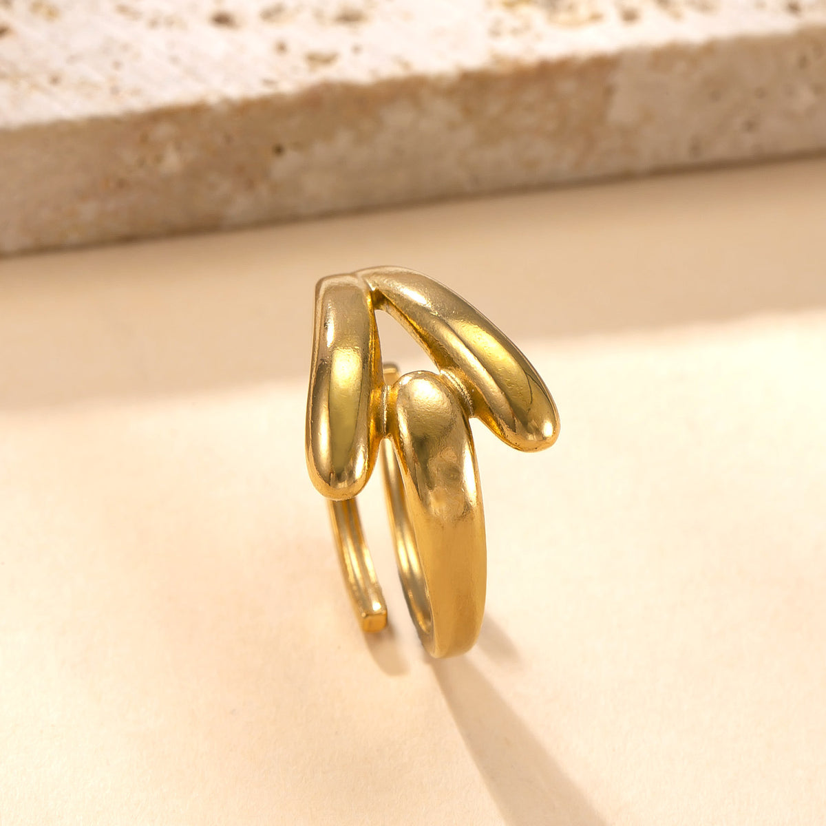 Irregular Stainless Steel Statement Ring – Minimalist Adjustable Titanium Steel Ring for Women, Modern Fashion Jewelry