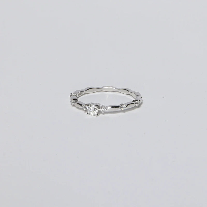 S925 Sterling Silver Moissanite Minimalist French-Inspired Ring