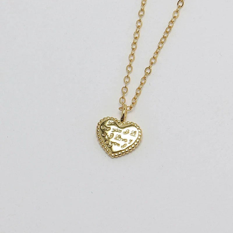 S925 Sterling Silver “I LOVE YOU” Heart Pendant Necklace