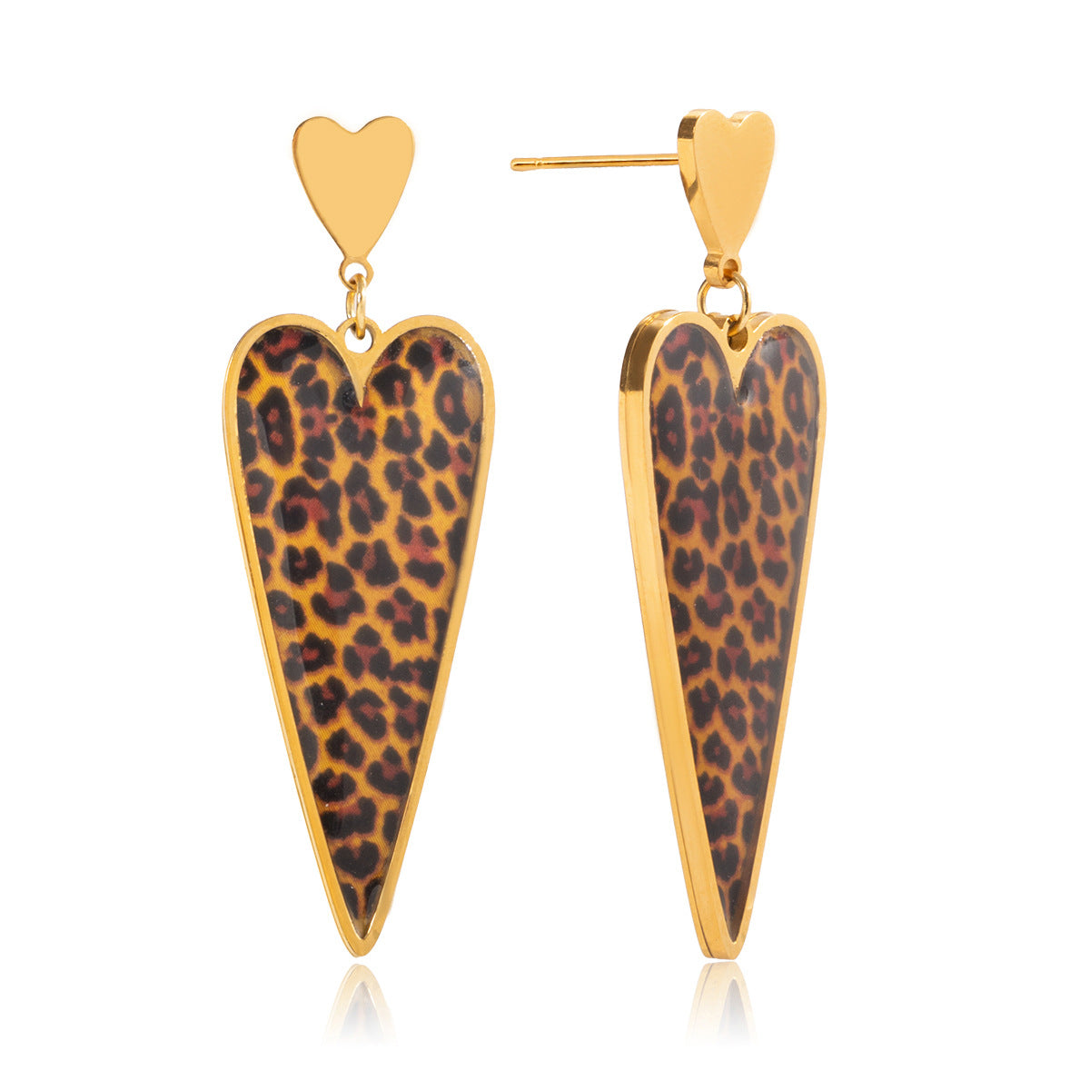 Vintage Enamel Leopard Heart Earrings