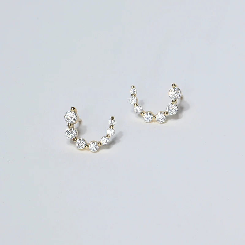 S925 Sterling Silver Moissanite Moon & Comet Stud Earrings