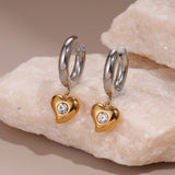 Heart-Shaped Crystal Drop Earrings