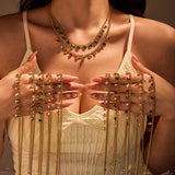 Classic Stainless Steel Tassel Necklace with Colorful Crystals – Layered, Non-Tarnish, Everyday Jewelry