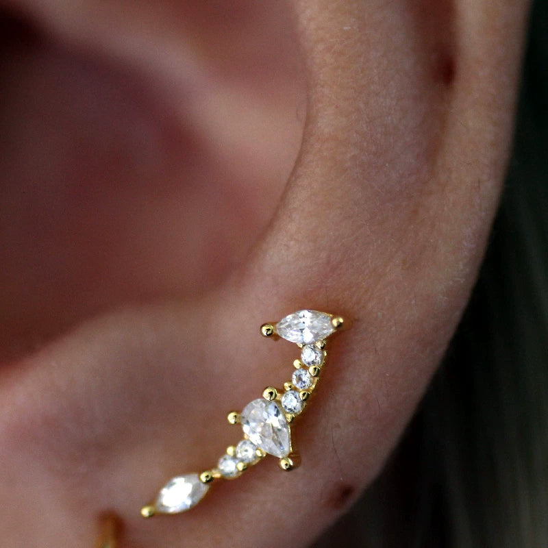 Eight Point Star Opal Hoop