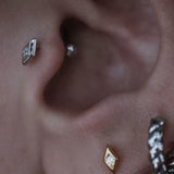 North Star Diamond Stud Earring 925 Sterling Silver