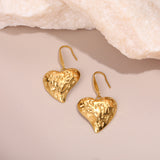 Elegant Heart Drop Earrings – Stainless Steel with Zircon Stones, Minimalist Luxury Jewelry for Women