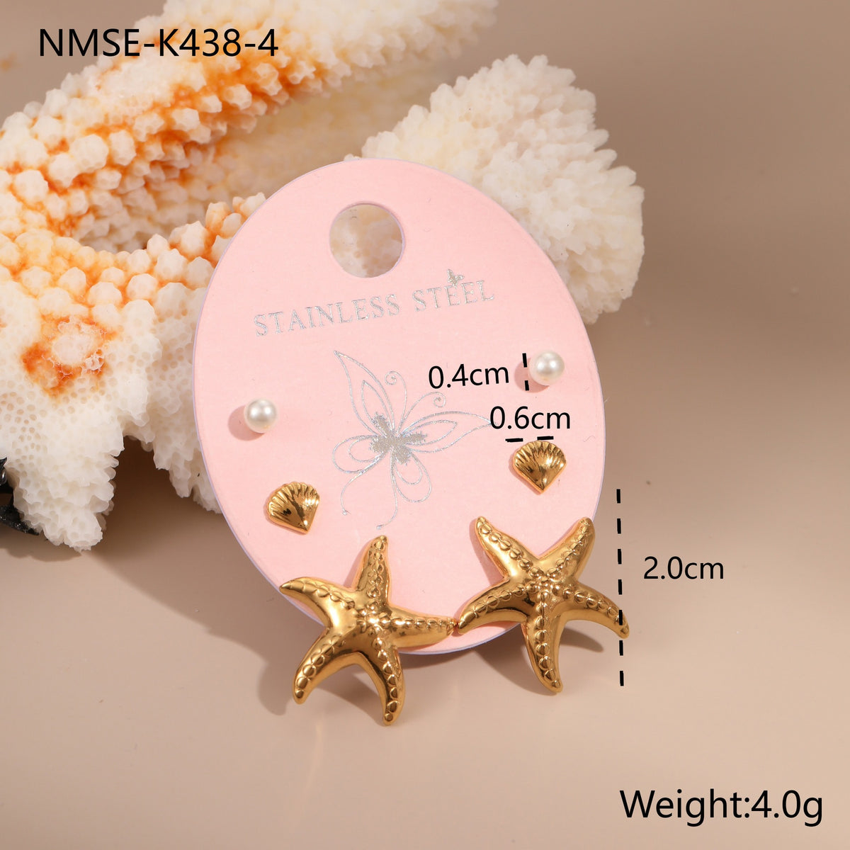 Three-Pair Set Titanium Steel Stud Earrings