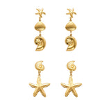 Ocean Style Sea Shell & Starfish Statement Earrings