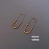 Long Safety Pin Drop Earrings – 18K Gold Plated Stainless Steel Statement Earrings