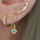 Eight Point Star Opal Hoop