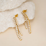 Asymmetric Crystal Long Tassel Earrings