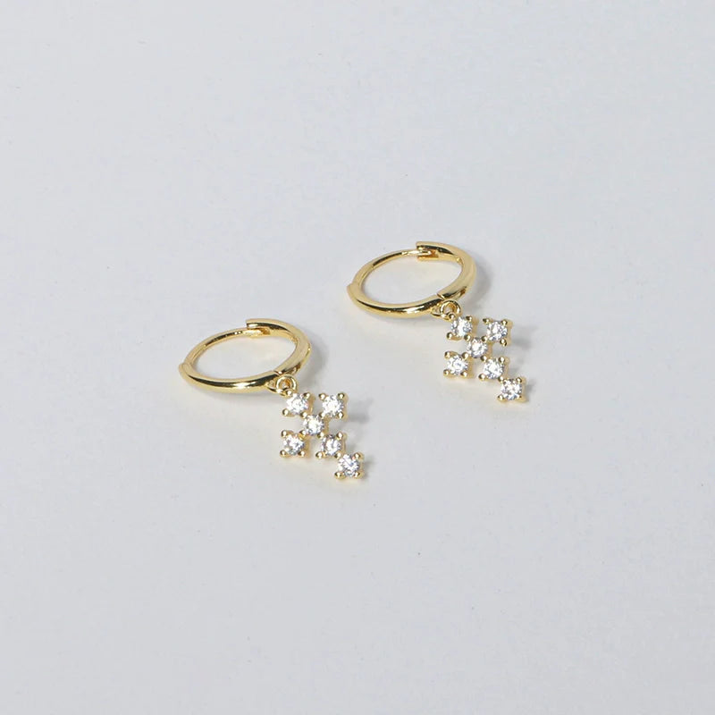 S925 Sterling Silver Star & Cross Hoop Earrings