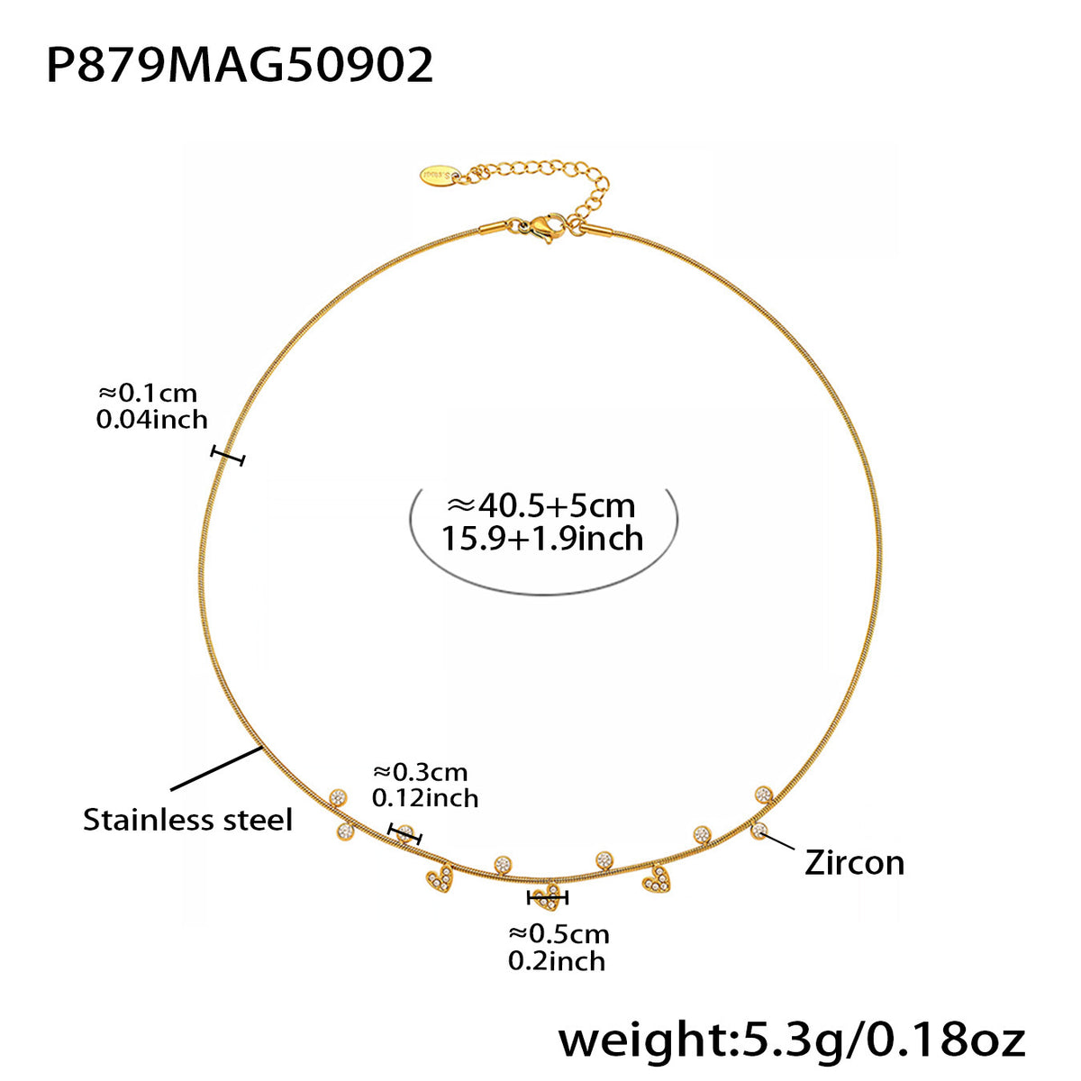 Heart-Shaped CZ Pendant Layered Necklace – Stainless Steel, Luxurious & Elegant