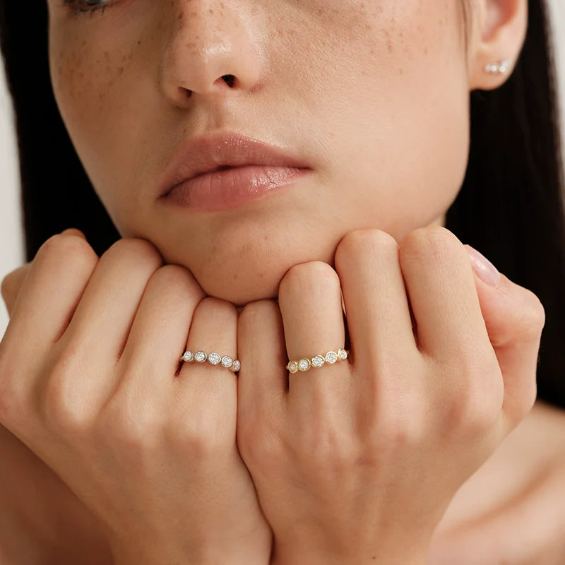 S925 Sterling Silver Moissanite Bubble Round Ring