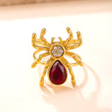 Gothic Spider Stainless Steel Ring – Sparkling Rhinestone Spider Band, Edgy Punk Style Adjustable Ring for Women